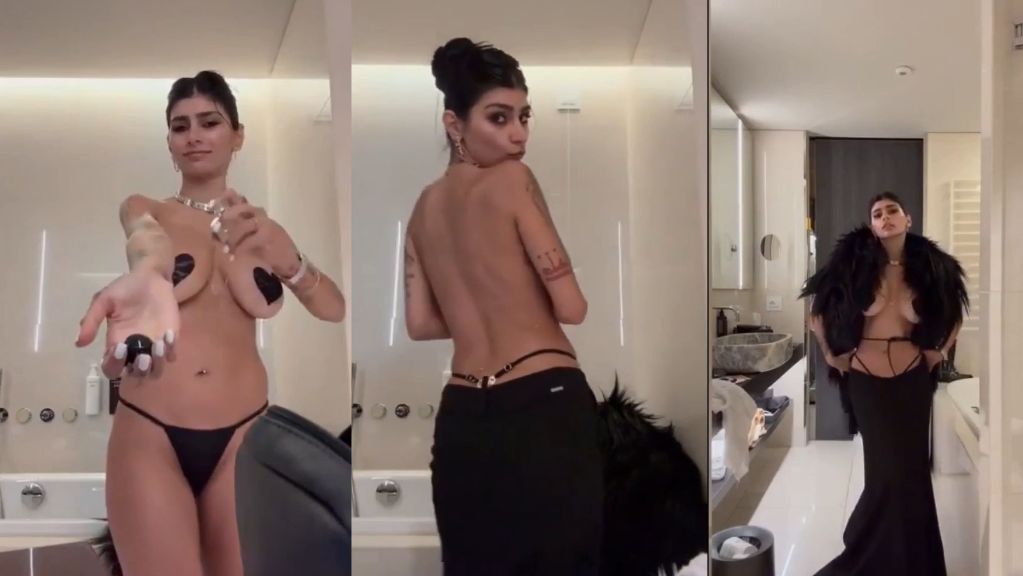 Mia Khalifa Tries On New Black Outfit With Her Tits Out Onlyfans Video Leaked