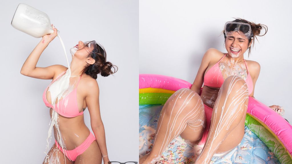 Mia Khalifa Pink Bikini Cereal Pool Hot Tub Onlyfans Photos Leaked