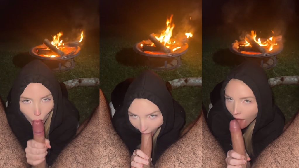 Amy Rose Sucks Cock By The Campfire In Black Hoodie Onlyfans Video Leaked