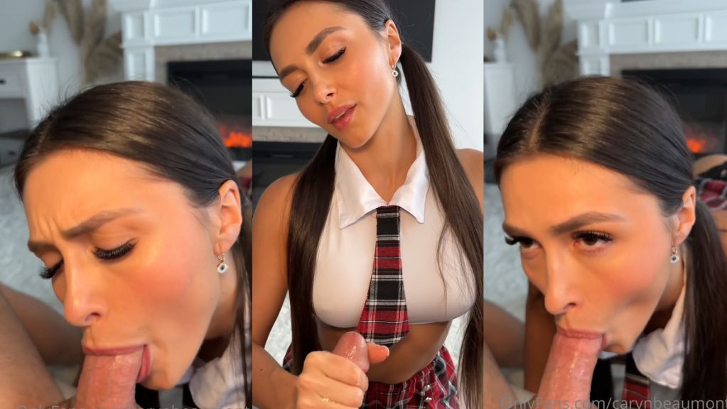 Caryn Beaumont Schoolgirl Gets CIM After Nasty Blowjob Onlyfans Video Leaked