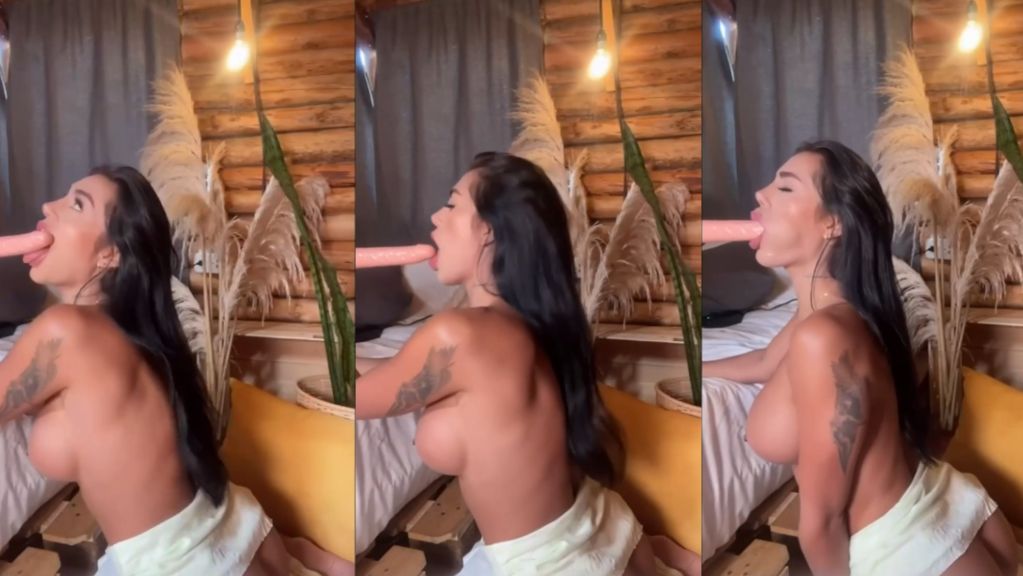 Malejandraq Bare Tits Sucks A Wall Mounted Dildo Onlyfans Video Leaked